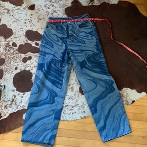 high rise baggy jeans with cool pattern